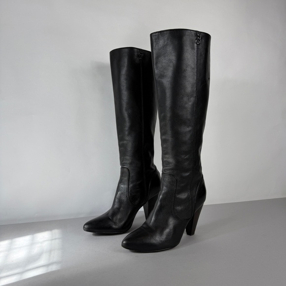 Frye Regina Zip Black Leather Boots - Picture 1 of 12